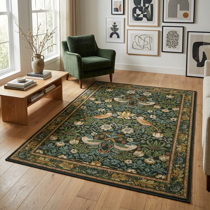 Modern Floral Washable Area Rug Non-Slip Soft Flannel for Living Room Bedroom Home Decor