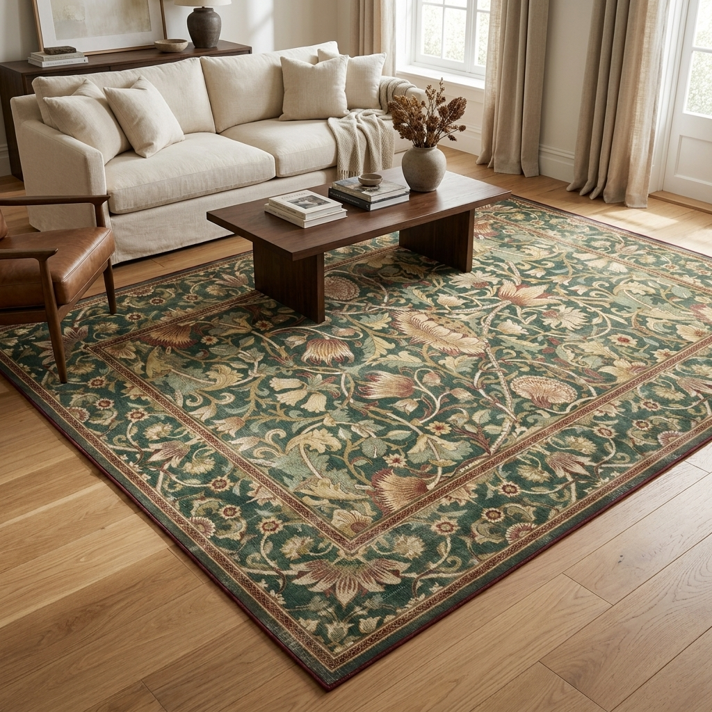 Modern Floral Washable Area Rug Non-Slip Soft Flannel for Living Room Bedroom Home Decor