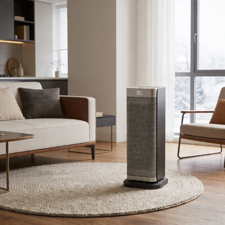 Modern Vertical Electric Heater Portable with Remote Control PTC Technology 2000W Power