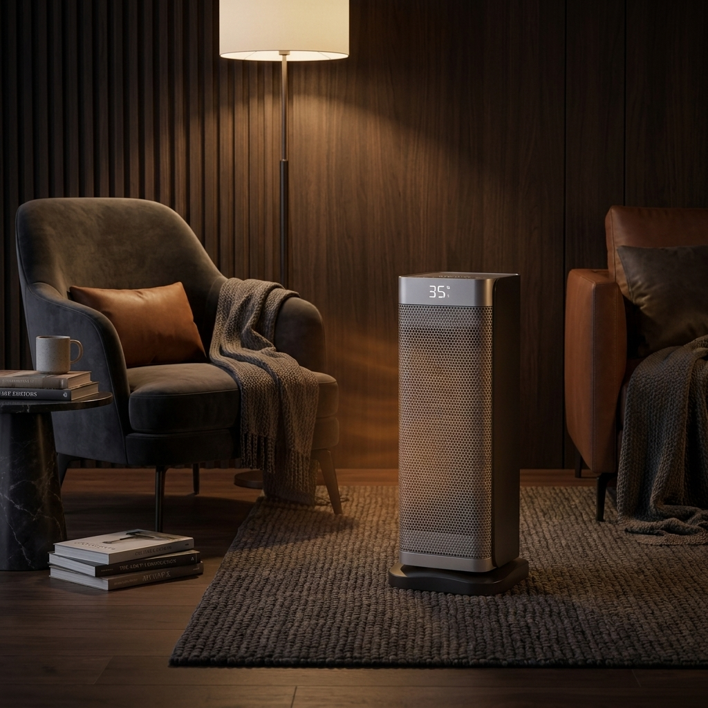 Modern Vertical Electric Heater Portable with Remote Control PTC Technology 2000W Power