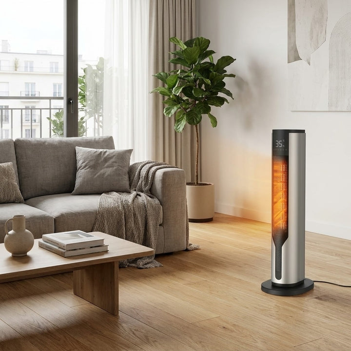 Modern Portable Electric Heater Standing Tower PTC Ceramic 2000W Energy Efficient Heat
