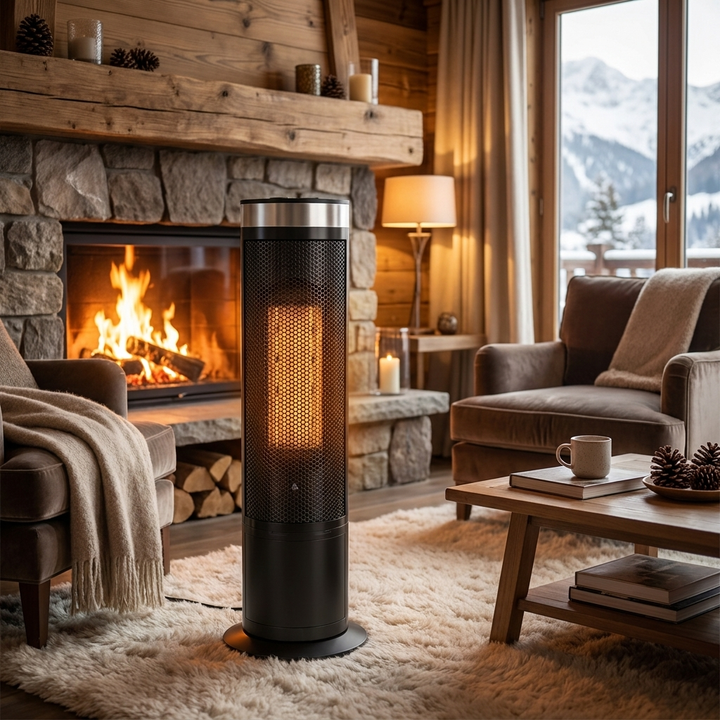 Modern Ceramic Vertical Floor Heater with Adjustable Thermostat and Energy Efficient Design 1500W