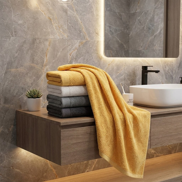 Quick Dry Cotton Bath Towels Set Soft Absorbent 3-Piece Collection for Home and Travel