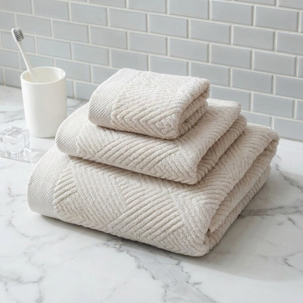 Quick Dry Cotton Bath Towels Set Soft Absorbent 3-Piece Collection for Home and Travel