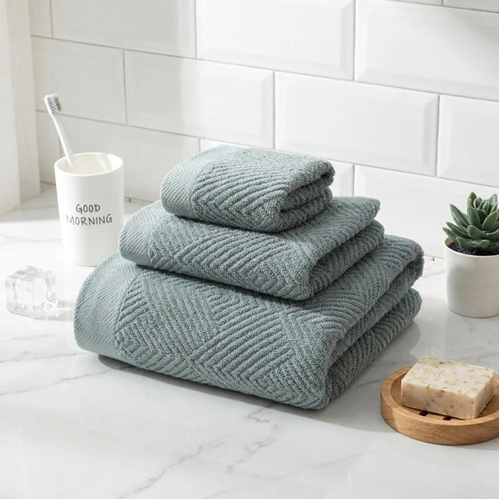 Quick Dry Cotton Bath Towels Set Soft Absorbent 3-Piece Collection for Home and Travel