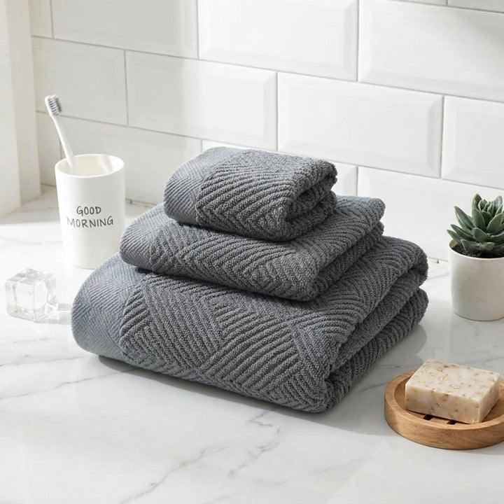 Quick Dry Cotton Bath Towels Set Soft Absorbent 3-Piece Collection for Home and Travel