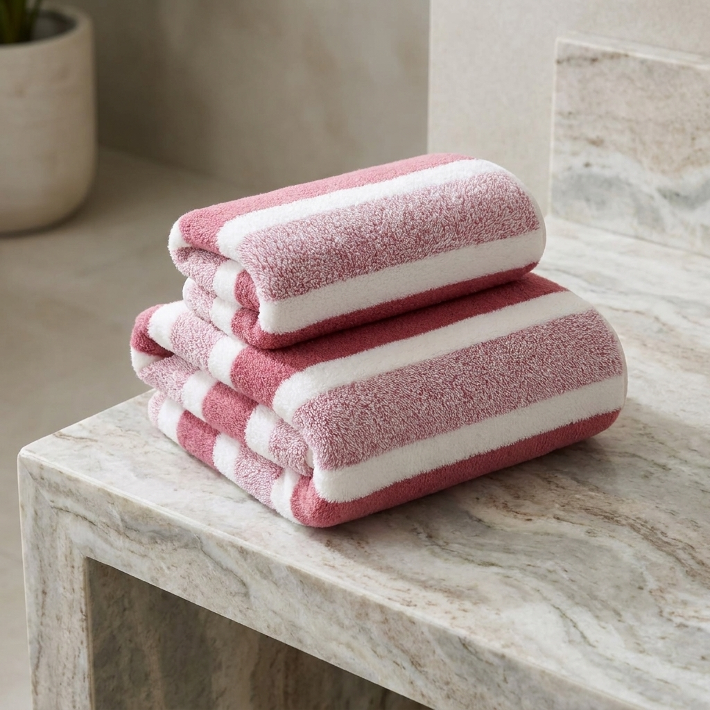 Modern Striped Bath Towel Set Microfiber Quick Dry Soft Absorbent