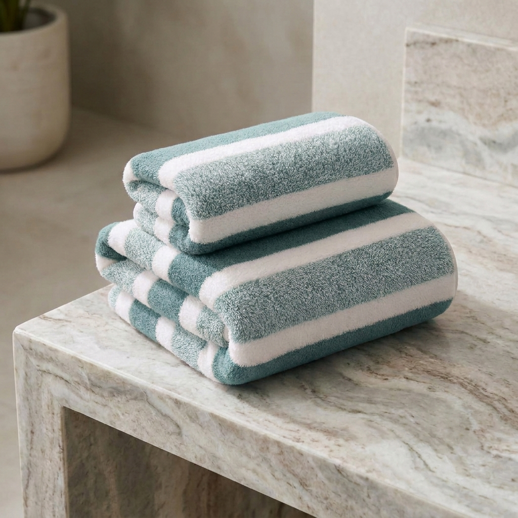 Modern Striped Bath Towel Set Microfiber Quick Dry Soft Absorbent