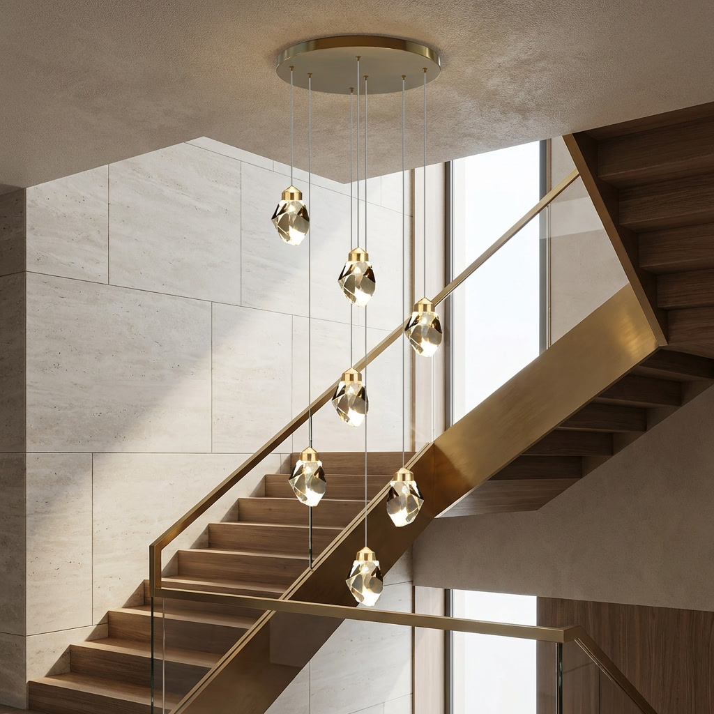 Modern Crystal Chandelier Adjustable Hanging Light Fixture LED for Living Room 3 to 35 Heads