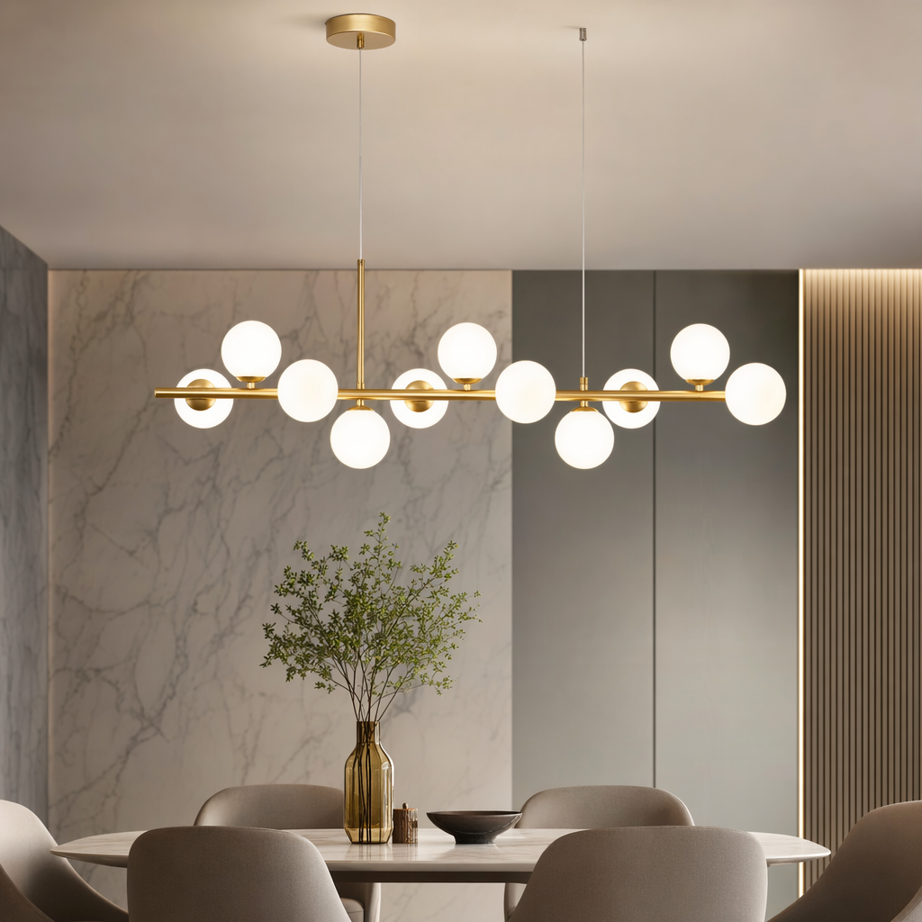 Modern Glass Globe Cluster Hanging Chandelier Pendant Light over a kitchen island