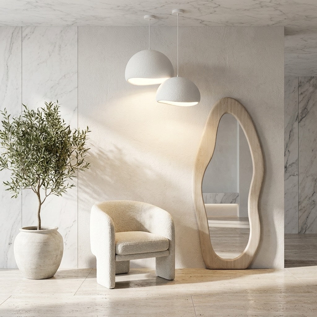 Japandi Wabi Sabi Fiberglass Hanging Pendant Light