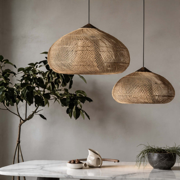 Handwoven Rattan Boho Hanging Ceiling Pendant Light