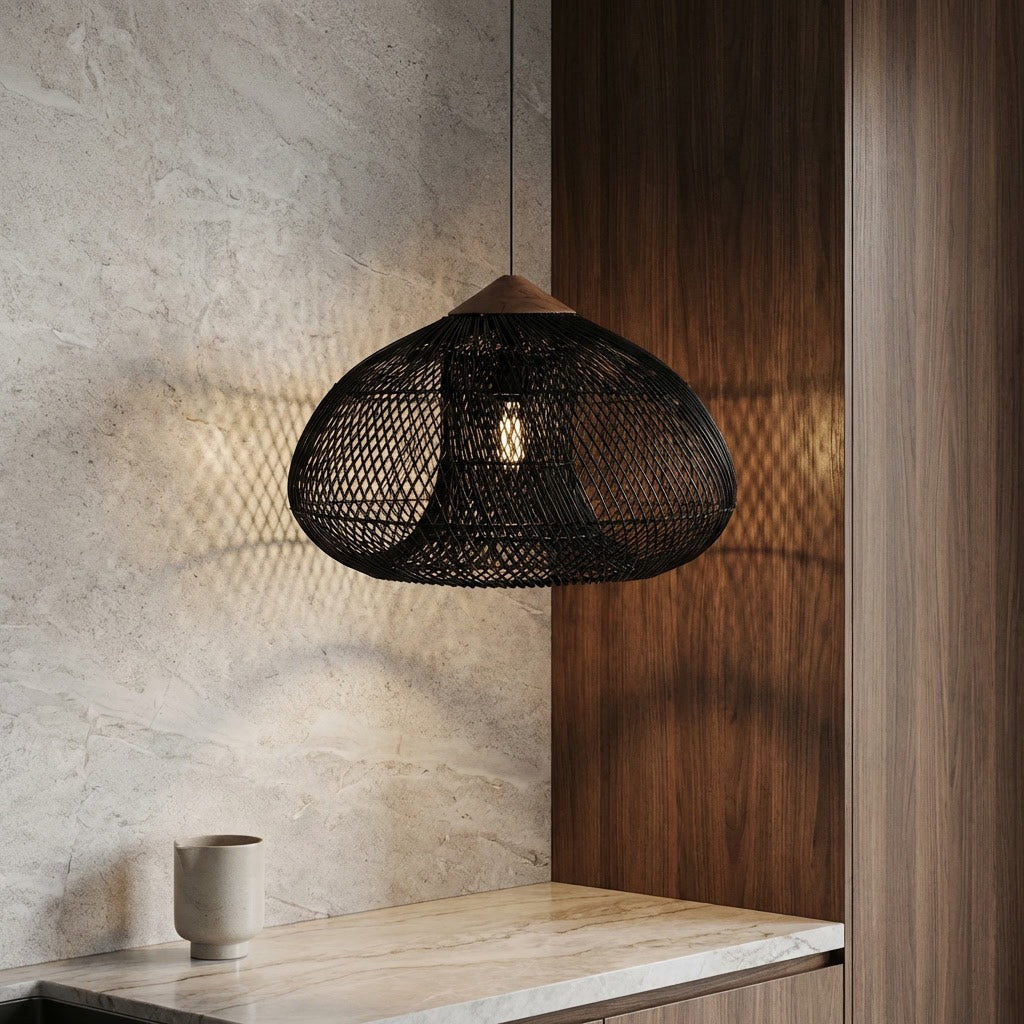 Handwoven Rattan Boho Hanging Ceiling Pendant Light