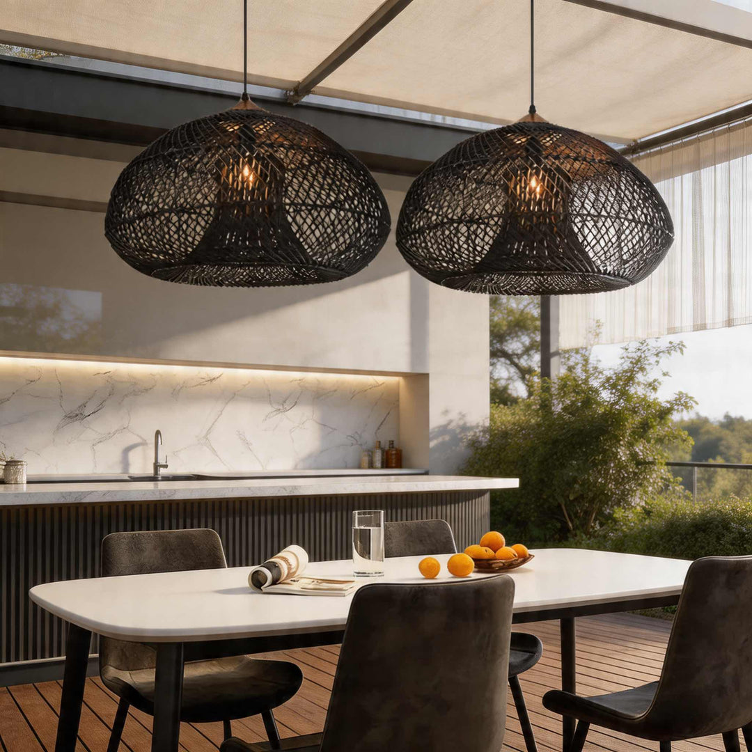 Handwoven Rattan Boho Hanging Ceiling Pendant Light