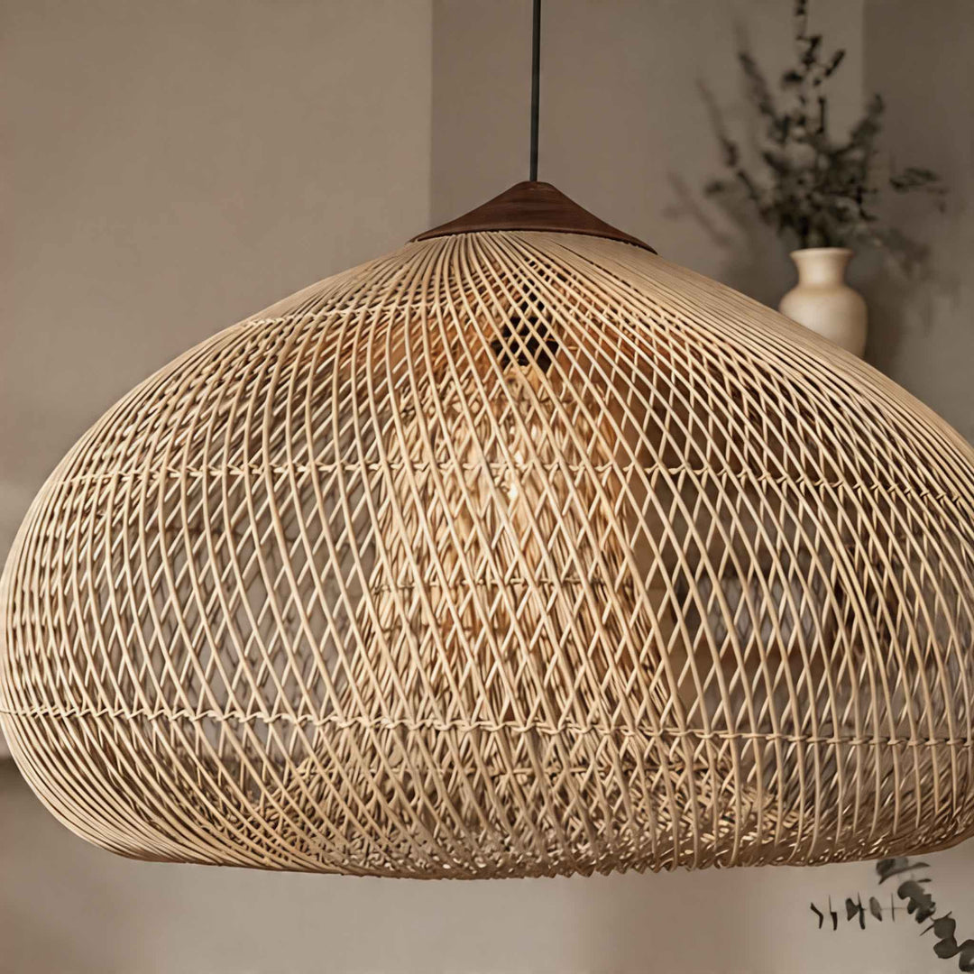Handwoven Rattan Boho Hanging Ceiling Pendant Light