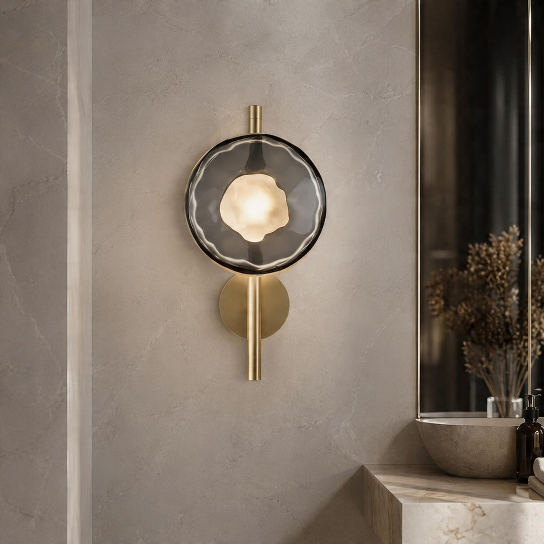 Nordic Wall Light Round Wall Mounted Glass Sconce with Aluminum Frame Integrated LED 5W