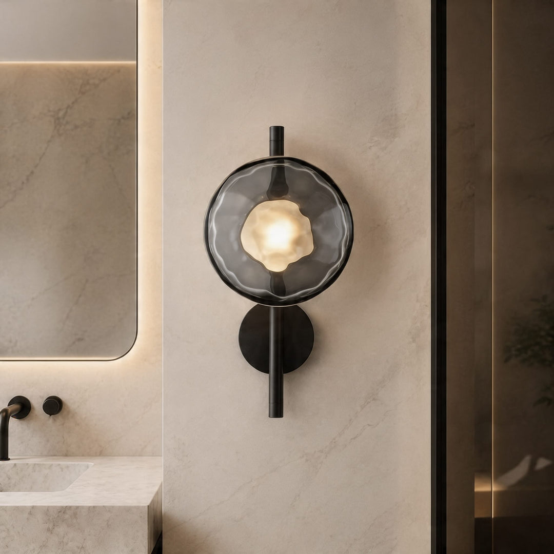 Nordic Wall Light Round Wall Mounted Glass Sconce with Aluminum Frame Integrated LED 5W