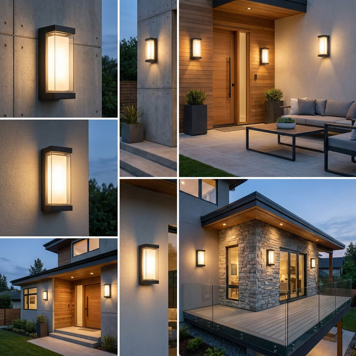 Modern Outdoor Wall Light Waterproof IP65 LED Wall Mounted Black ABS Adjustable Color Temperature