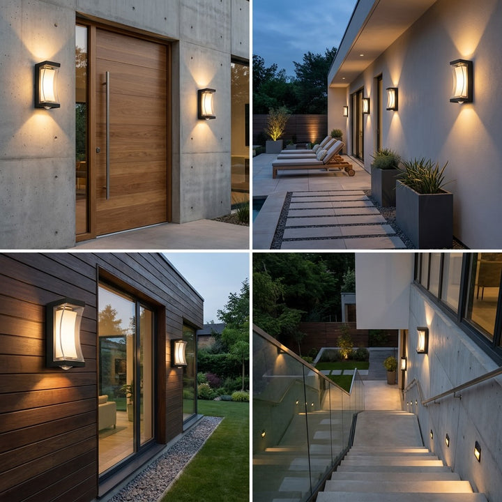 Modern Outdoor Wall Light Waterproof IP65 LED Wall Mounted Black ABS Adjustable Color Temperature
