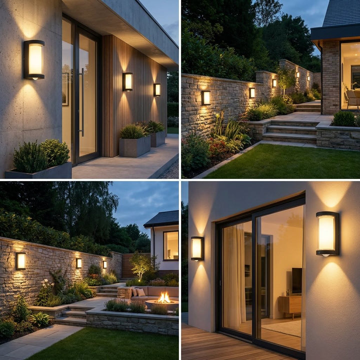Modern Outdoor Wall Light Waterproof IP65 LED Wall Mounted Black ABS Adjustable Color Temperature
