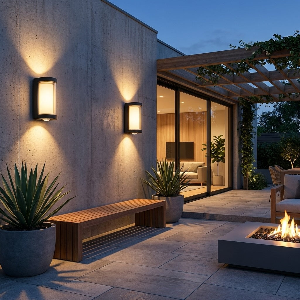 Modern Outdoor Wall Light Waterproof IP65 LED Wall Mounted Black ABS Adjustable Color Temperature