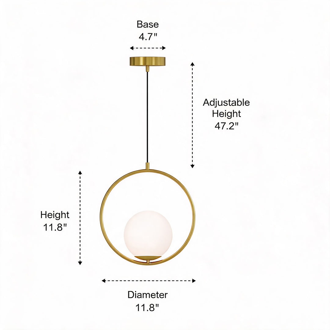 Modern Brass Glass Globe Hanging Pendant Light