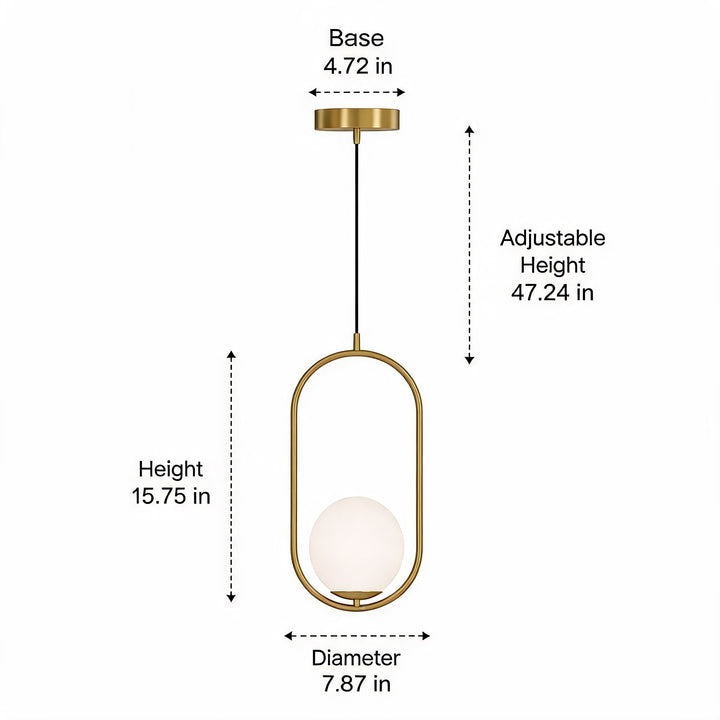 Modern Brass Glass Globe Hanging Pendant Light