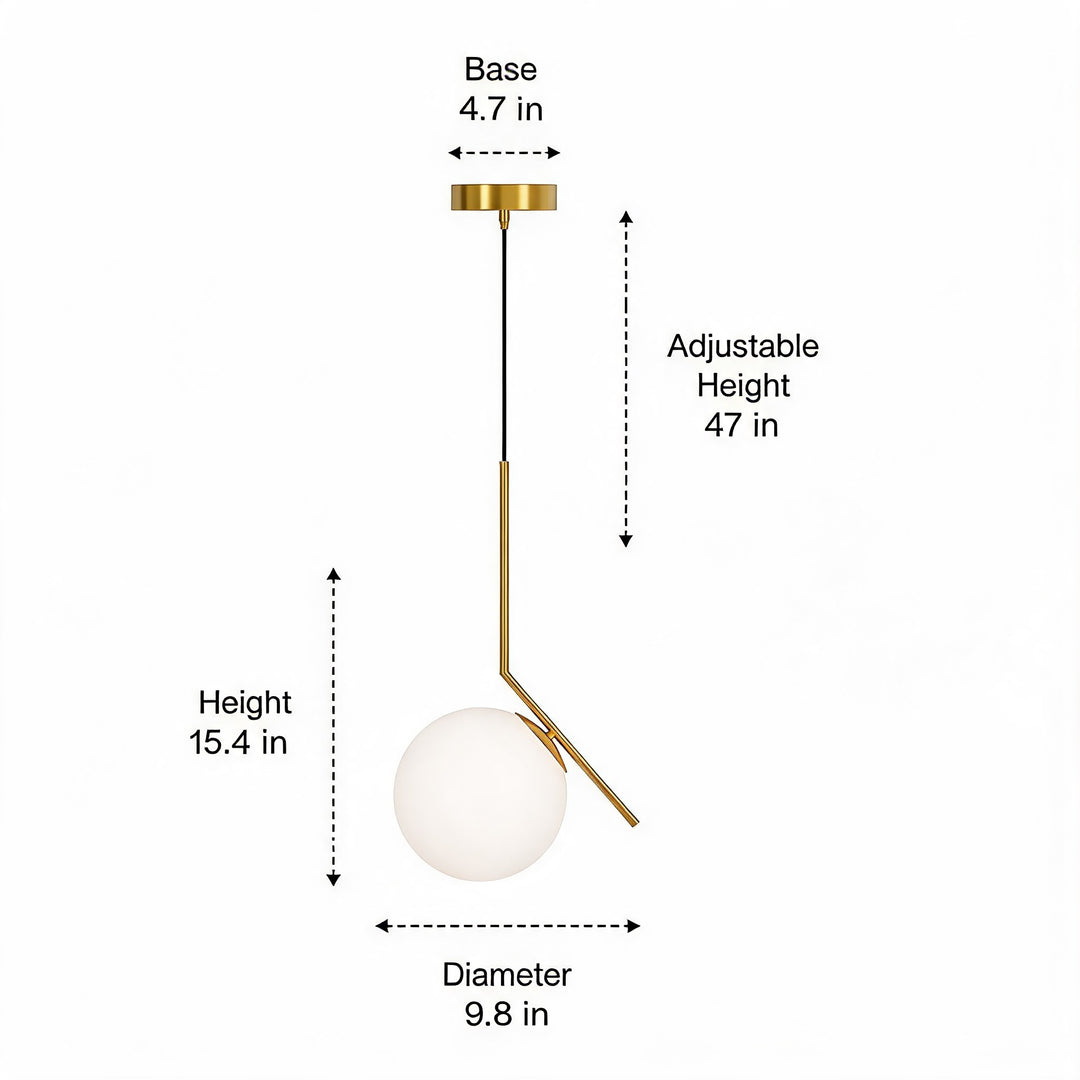Modern Brass Glass Globe Hanging Pendant Light