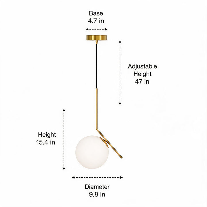 Modern Brass Glass Globe Hanging Pendant Light