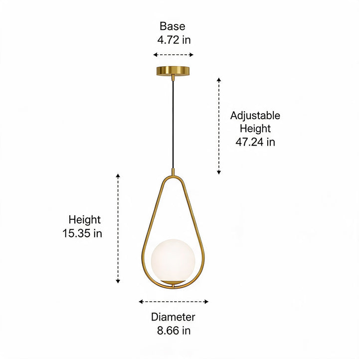 Modern Brass Glass Globe Hanging Pendant Light