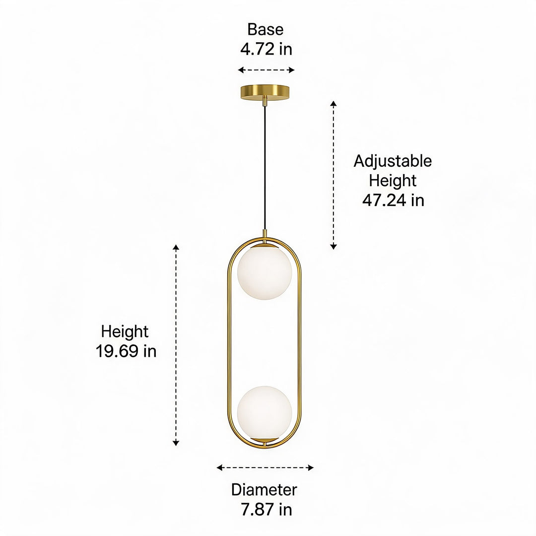 Modern Brass Glass Globe Hanging Pendant Light