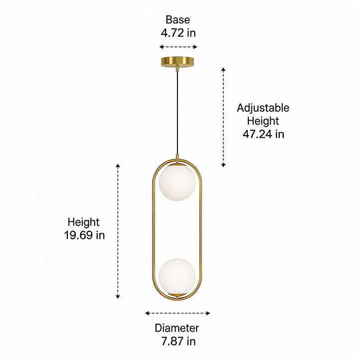 Modern Brass Glass Globe Hanging Pendant Light
