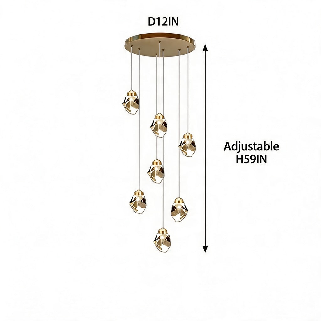 Modern Crystal Chandelier Adjustable Hanging Light Fixture LED for Living Room 3 to 35 Heads