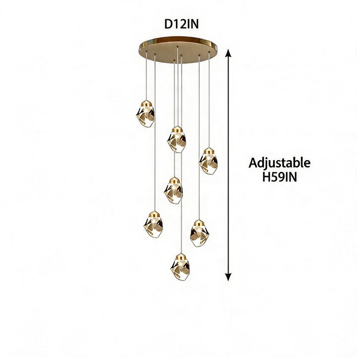 Modern Crystal Chandelier Adjustable Hanging Light Fixture LED for Living Room 3 to 35 Heads