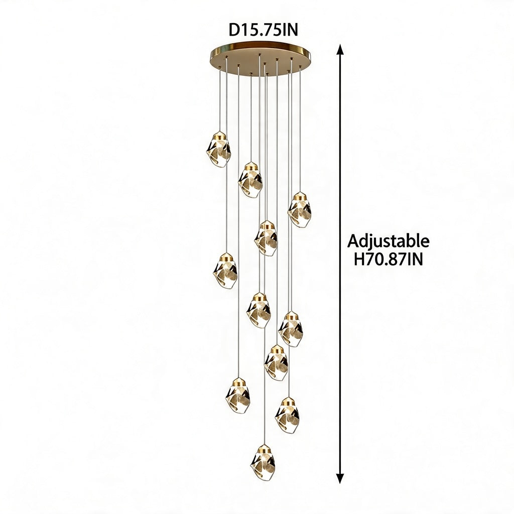 Modern Crystal Chandelier Adjustable Hanging Light Fixture LED for Living Room 3 to 35 Heads