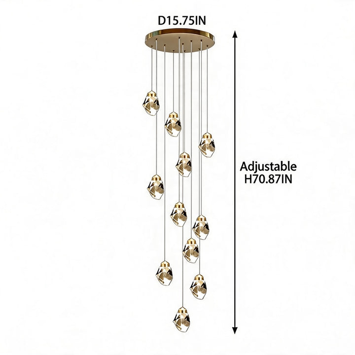 Modern Crystal Chandelier Adjustable Hanging Light Fixture LED for Living Room 3 to 35 Heads