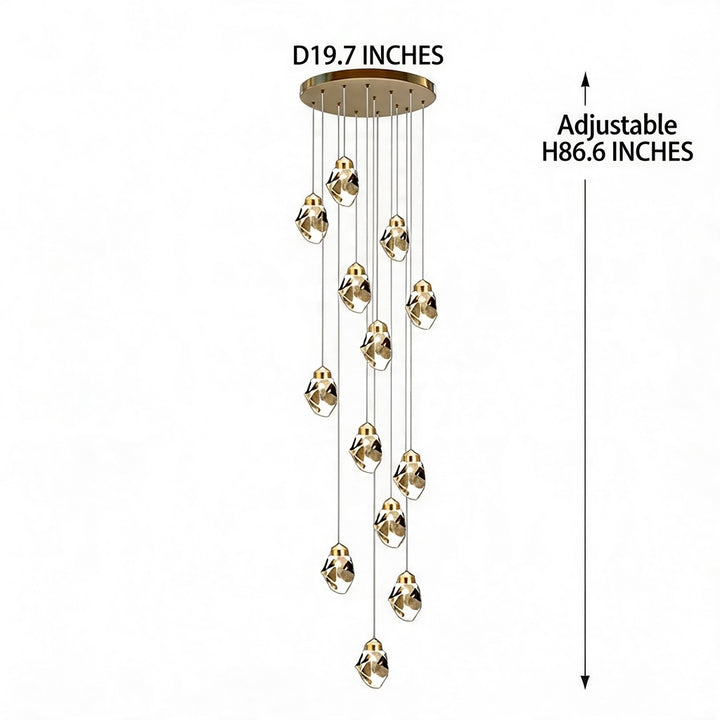 Modern Crystal Chandelier Adjustable Hanging Light Fixture LED for Living Room 3 to 35 Heads