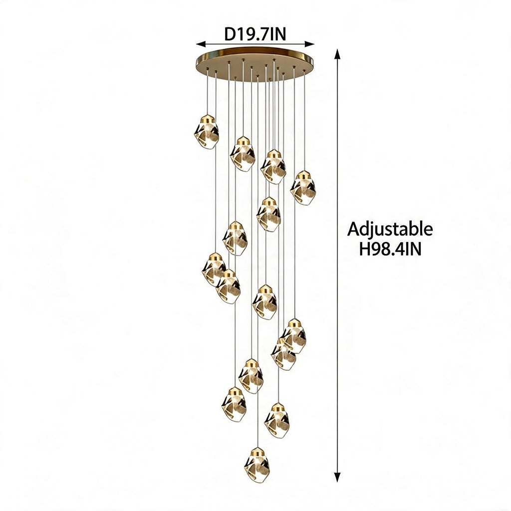 Modern Crystal Chandelier Adjustable Hanging Light Fixture LED for Living Room 3 to 35 Heads