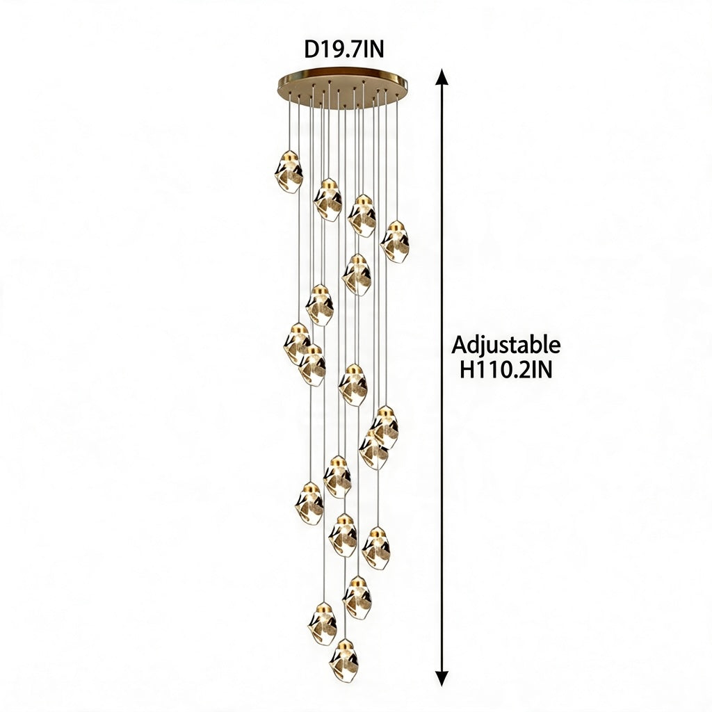 Modern Crystal Chandelier Adjustable Hanging Light Fixture LED for Living Room 3 to 35 Heads