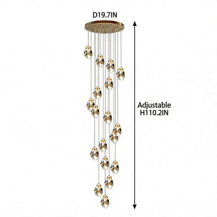 Modern Crystal Chandelier Adjustable Hanging Light Fixture LED for Living Room 3 to 35 Heads