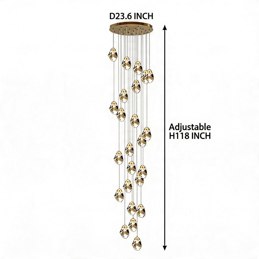 Modern Crystal Chandelier Adjustable Hanging Light Fixture LED for Living Room 3 to 35 Heads