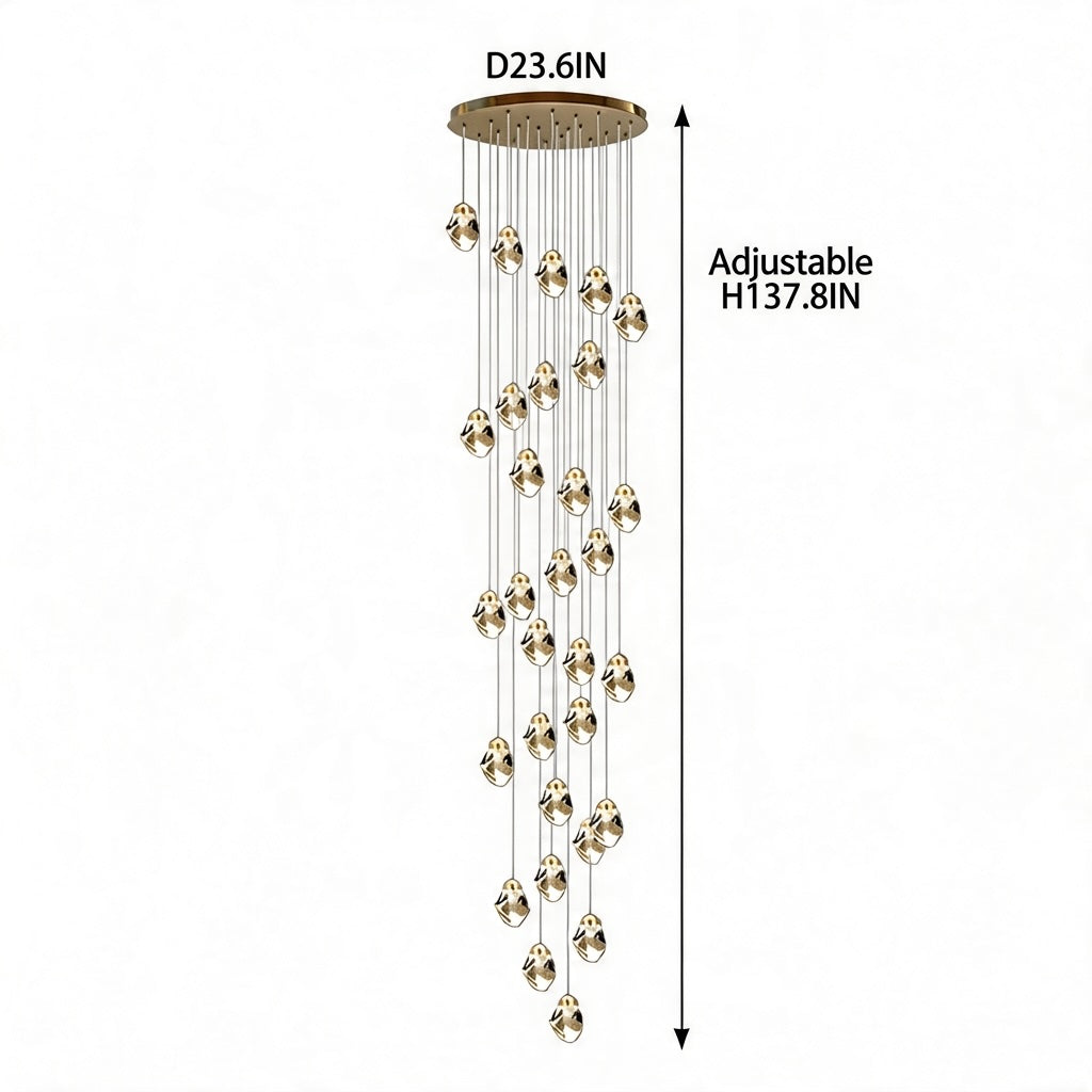 Modern Crystal Chandelier Adjustable Hanging Light Fixture LED for Living Room 3 to 35 Heads