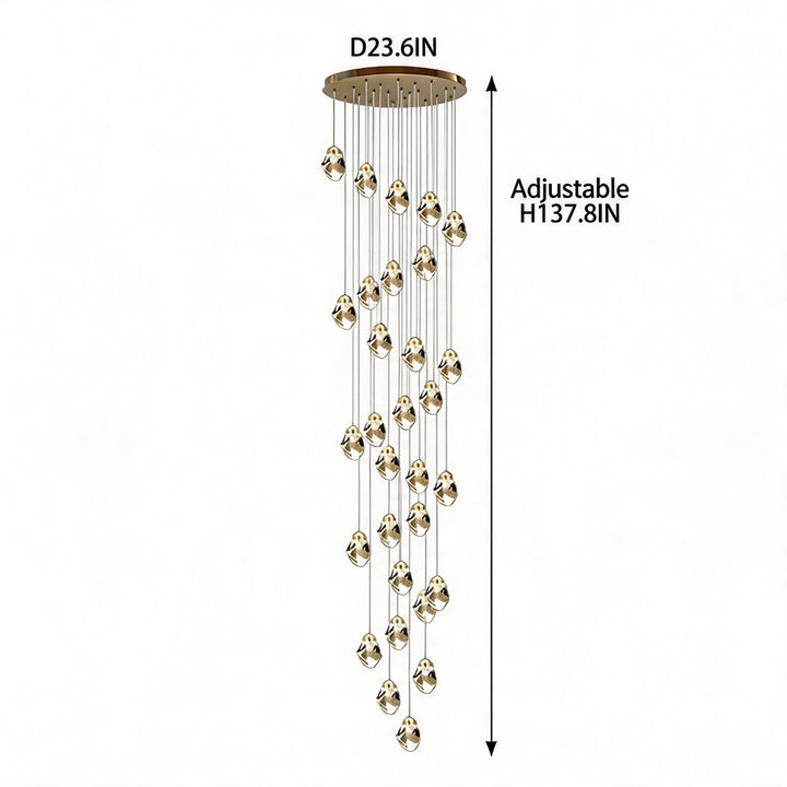 Modern Crystal Chandelier Adjustable Hanging Light Fixture LED for Living Room 3 to 35 Heads