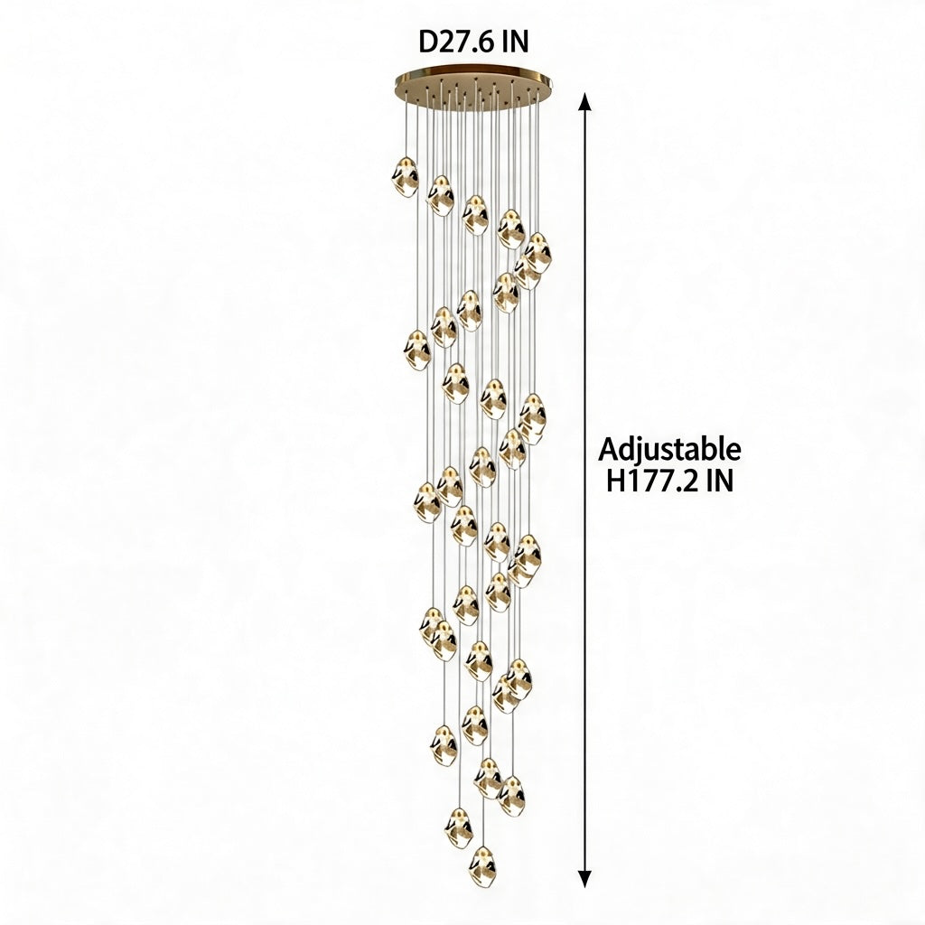 Modern Crystal Chandelier Adjustable Hanging Light Fixture LED for Living Room 3 to 35 Heads