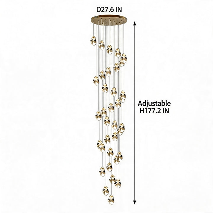 Modern Crystal Chandelier Adjustable Hanging Light Fixture LED for Living Room 3 to 35 Heads