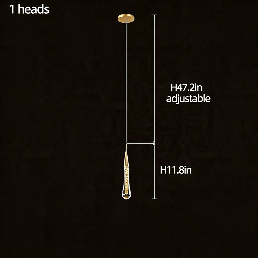 Modern Crystal Chandelier Pendant Light Long Hanging Aluminum LED Fixture for Stylish Illumination