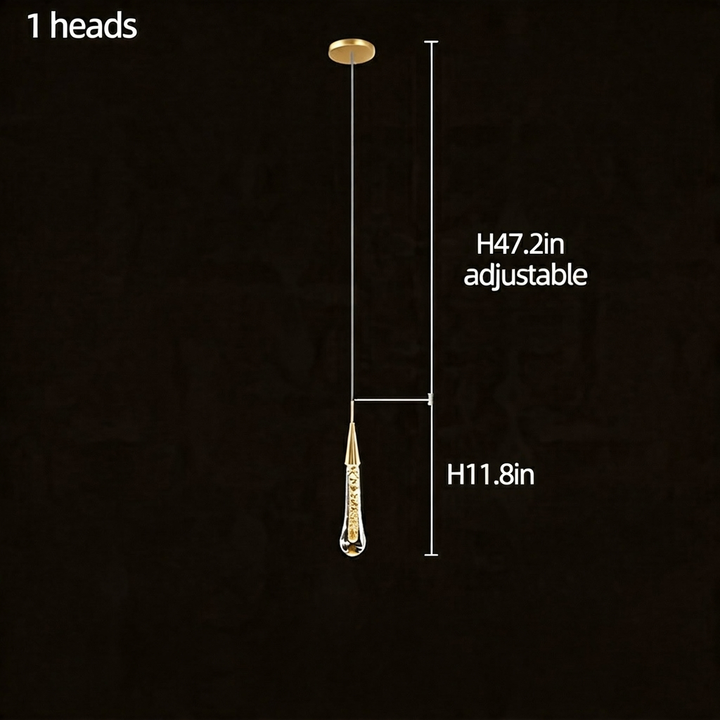 Modern Crystal Chandelier Pendant Light Long Hanging Aluminum LED Fixture for Stylish Illumination