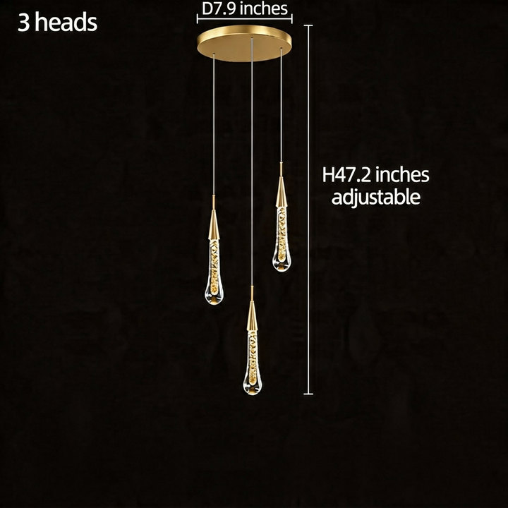 Modern Crystal Chandelier Pendant Light Long Hanging Aluminum LED Fixture for Stylish Illumination