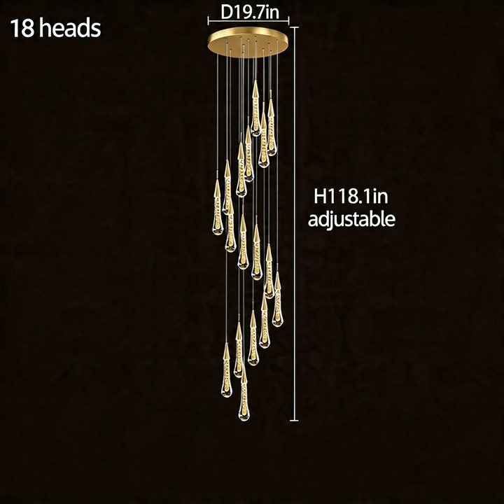 Modern Crystal Chandelier Pendant Light Long Hanging Aluminum LED Fixture for Stylish Illumination