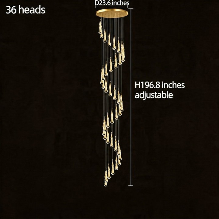 Modern Crystal Chandelier Pendant Light Long Hanging Aluminum LED Fixture for Stylish Illumination